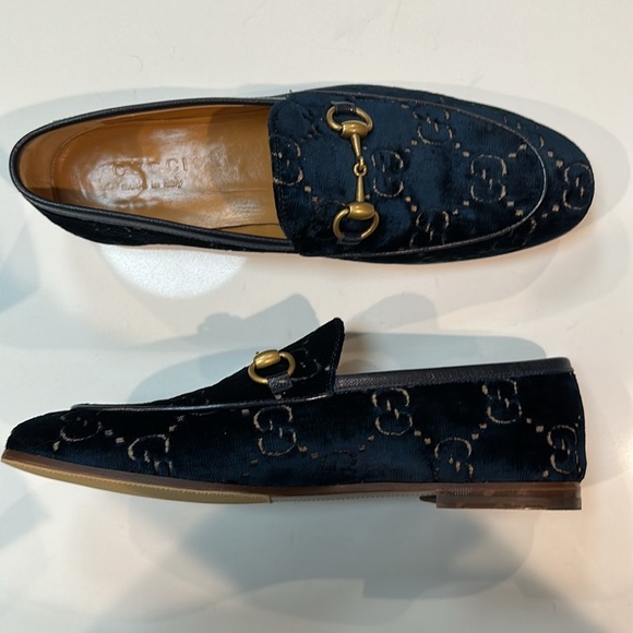MEN'S GUCCI JORDAAN BLUE GG VELVET LOAFER Size 7.5=8US - Picture 15 of 17